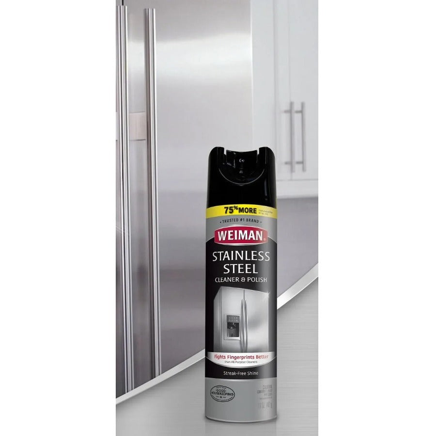 Weiman Stainless Steel Cleaner/Polish - 17 oz (1.06 lb) - 6 / Carton - Streak-free, Fingerprint Resistant, Dust Resistant, Dirt Resistant, pH Neutral - Clear