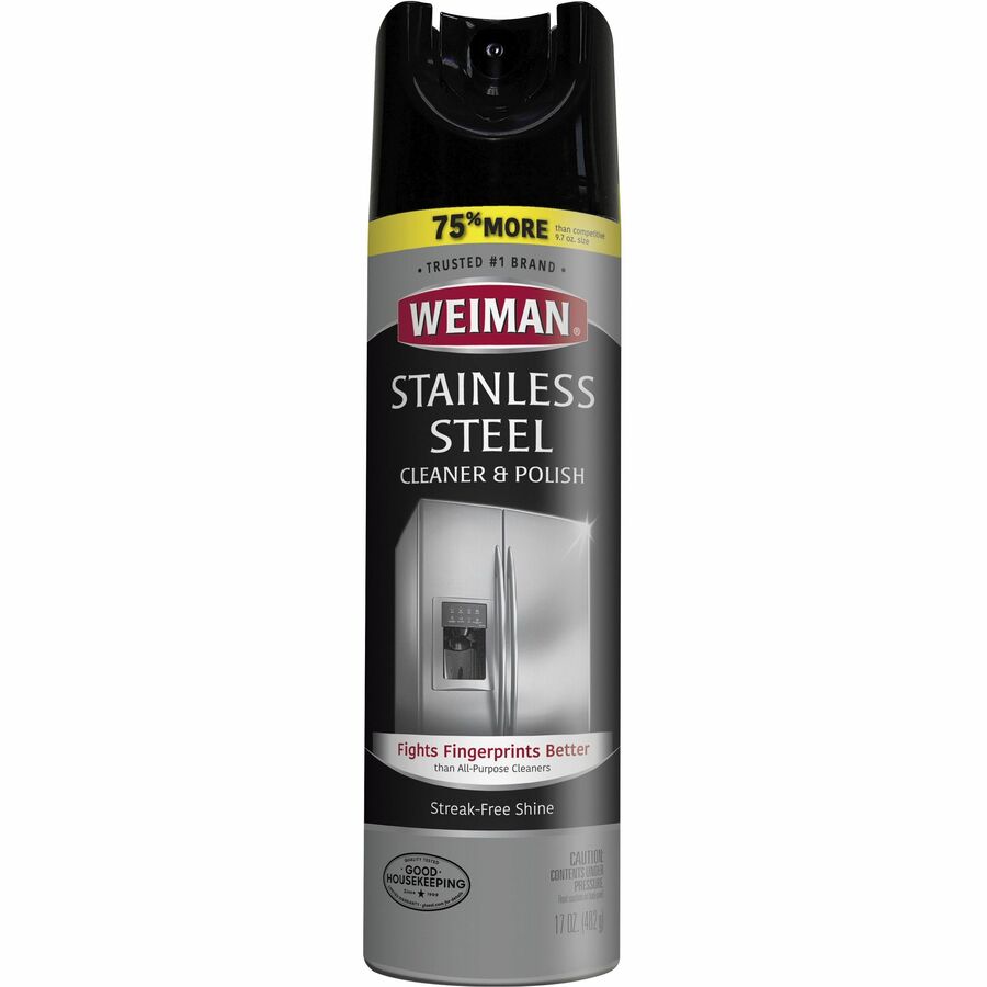 Weiman Stainless Steel Cleaner/Polish - 17 oz (1.06 lb) - 6 / Carton - Streak-free, Fingerprint Resistant, Dust Resistant, Dirt Resistant, pH Neutral - Clear