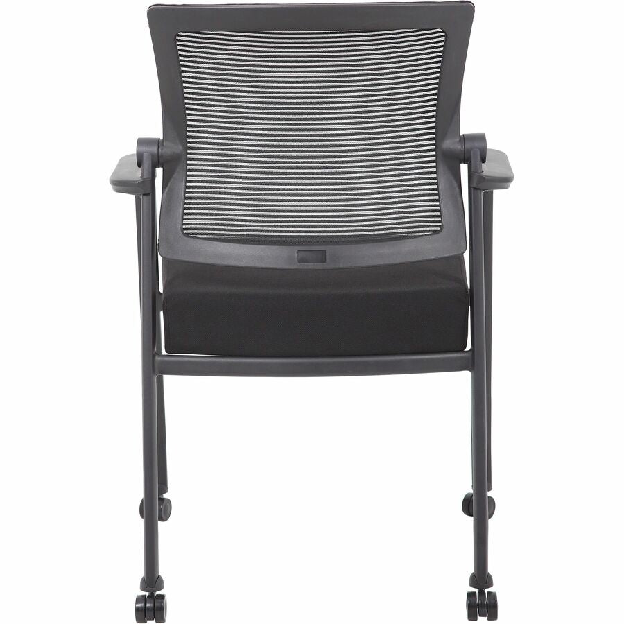 Boss Mesh 4-Legged Guest Chair - Black Fabric Seat - Black Mesh Back - Black Tubular Steel Frame - Four-legged Base - Armrest - 1 Each