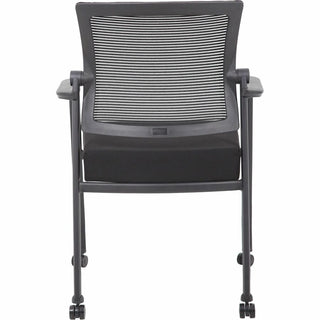 Boss Mesh 4-Legged Guest Chair - Black Fabric Seat - Black Mesh Back - Black Tubular Steel Frame - Four-legged Base - Armrest - 1 Each