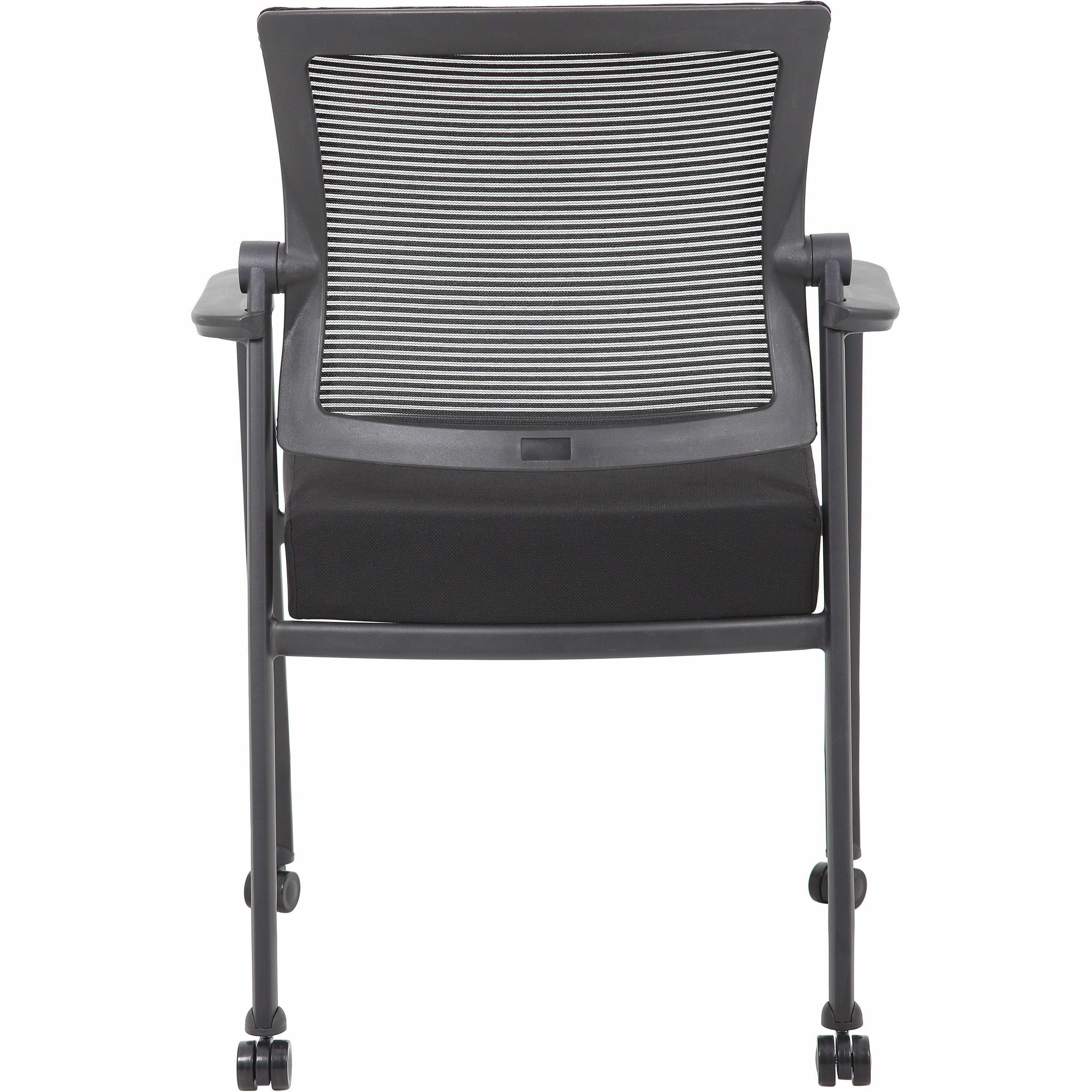 Boss Mesh 4-Legged Guest Chair - Black Fabric Seat - Black Mesh Back - Black Tubular Steel Frame - Four-legged Base - Armrest - 1 Each - 4