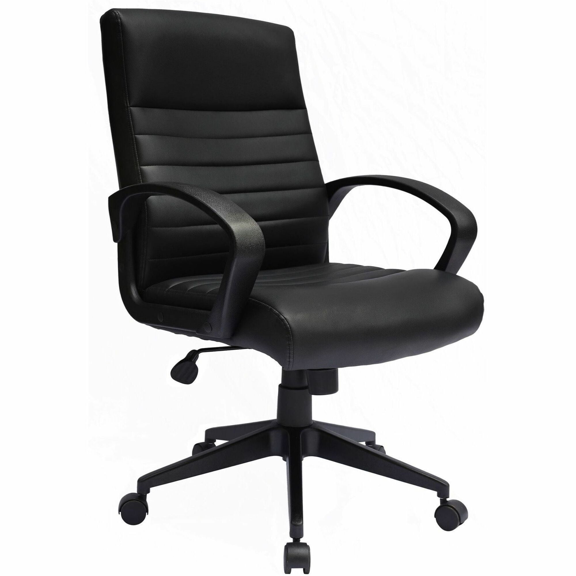Boss Ribbed Back Task Chair - Black Vinyl Seat - Black Vinyl Back - Black Frame - 5-star Base - Armrest - 1 Each - 1