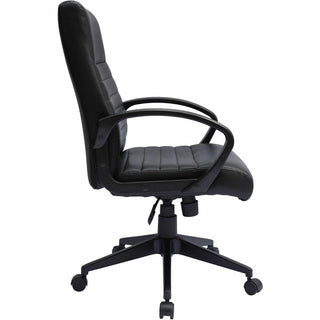 Boss Ribbed Back Task Chair - Black Vinyl Seat - Black Vinyl Back - Black Frame - 5-star Base - Armrest - 1 Each