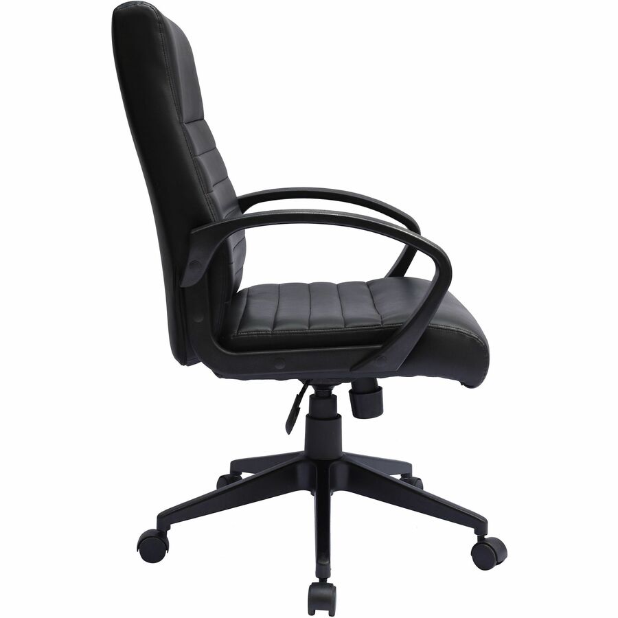 Boss Ribbed Back Task Chair - Black Vinyl Seat - Black Vinyl Back - Black Frame - 5-star Base - Armrest - 1 Each