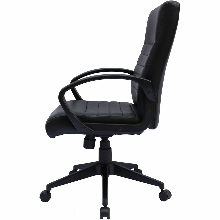 Boss Ribbed Back Task Chair - Black Vinyl Seat - Black Vinyl Back - Black Frame - 5-star Base - Armrest - 1 Each