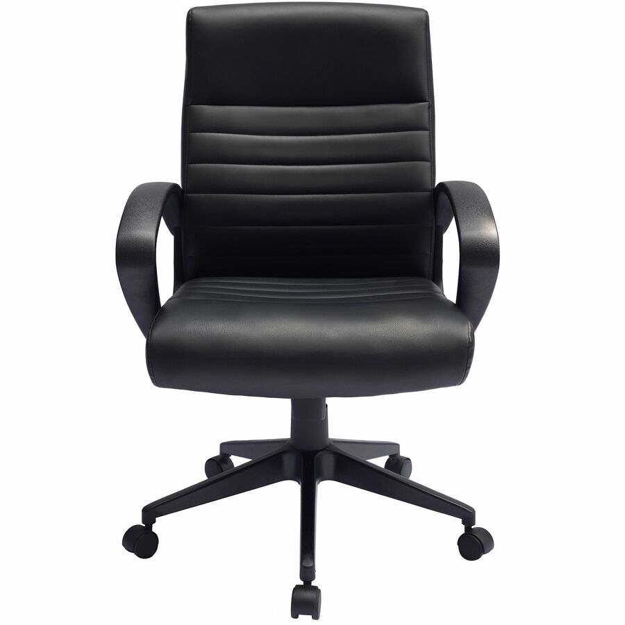 Boss Ribbed Back Task Chair - Black Vinyl Seat - Black Vinyl Back - Black Frame - 5-star Base - Armrest - 1 Each