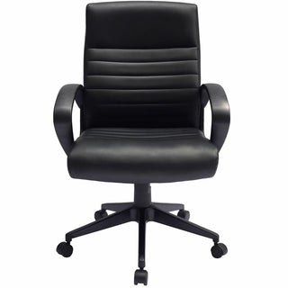 Boss Ribbed Back Task Chair - Black Vinyl Seat - Black Vinyl Back - Black Frame - 5-star Base - Armrest - 1 Each