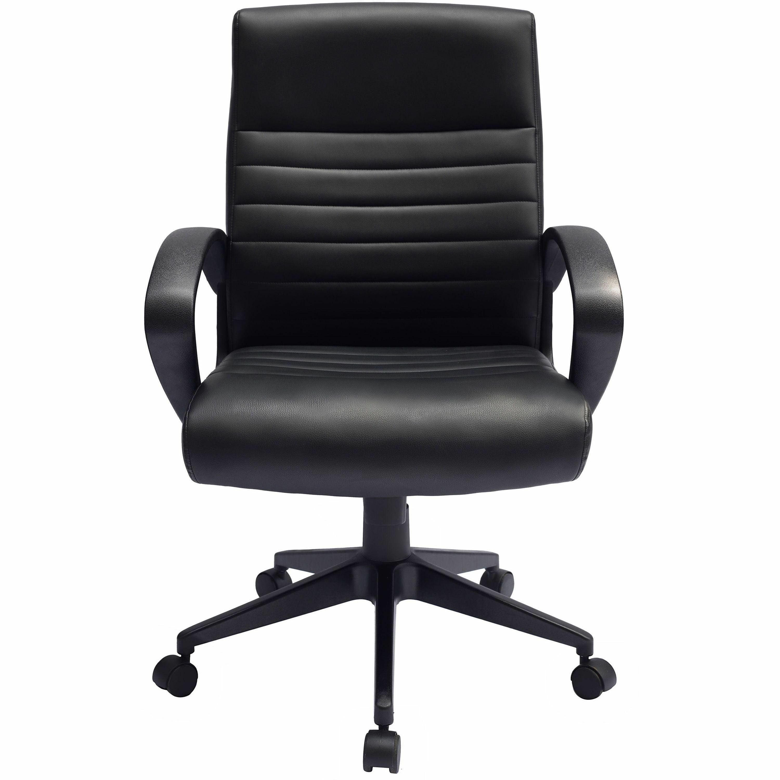 Boss Ribbed Back Task Chair - Black Vinyl Seat - Black Vinyl Back - Black Frame - 5-star Base - Armrest - 1 Each - 2