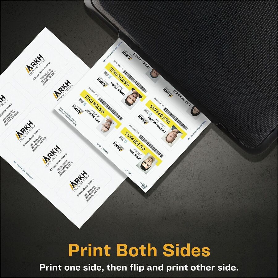 Avery ID Card - 80 Packaged Quantity - 3.4" Width x 2.1" Height - Rectangular Shape - Double Sided - Durable, Hand Writable, Printable, Water Proof, Chemical Resistant, Abrasion Resistant, Tear Resistant, UV Resistant - PET - White