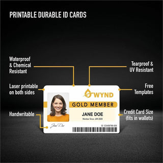 Avery ID Card - 80 Packaged Quantity - 3.4" Width x 2.1" Height - Rectangular Shape - Double Sided - Durable, Hand Writable, Printable, Water Proof, Chemical Resistant, Abrasion Resistant, Tear Resistant, UV Resistant - PET - White