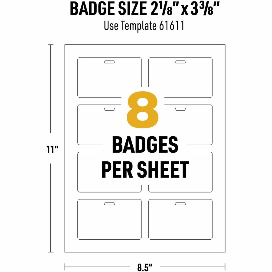 Avery Name Badge - 80 Packaged Quantity - 3.4" Width x 2.1" Height - Rectangular Shape - Double Sided - Durable, Hand Writable, Printable, Water Resistant, Chemical Resistant, Abrasion Resistant, Tear Resistant, UV Resistant - PET, Polyester - W