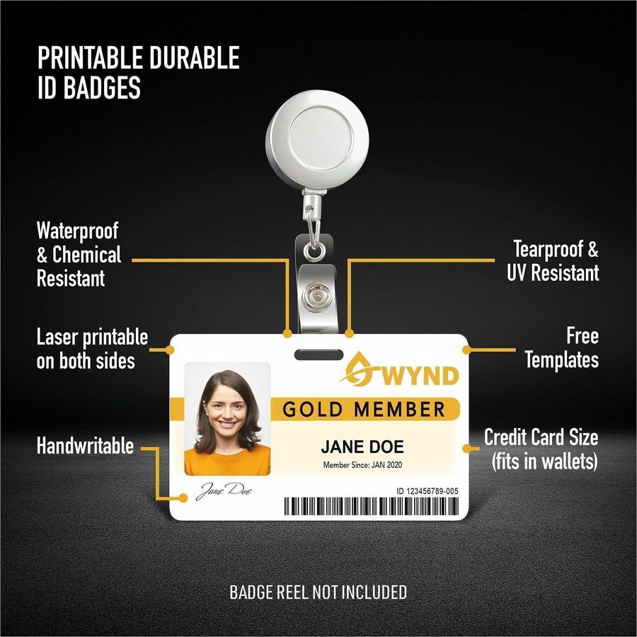 Avery Name Badge - 80 Packaged Quantity - 3.4" Width x 2.1" Height - Rectangular Shape - Double Sided - Durable, Hand Writable, Printable, Water Resistant, Chemical Resistant, Abrasion Resistant, Tear Resistant, UV Resistant - PET, Polyester - W