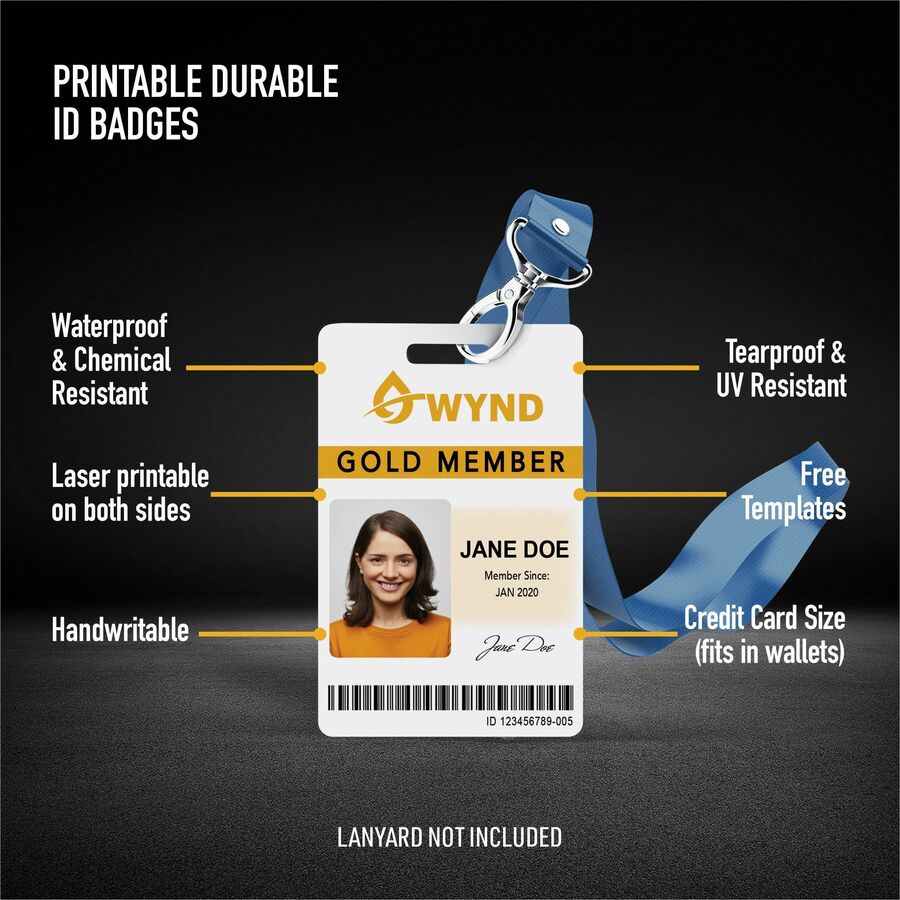 Avery Name Badge - 80 Packaged Quantity - 2.1" Width x 3.4" Height - Rectangular Shape - Double Sided - Durable, Hand Writable, Printable, Water Resistant, Chemical Resistant, Abrasion Resistant, Tear Resistant, UV Resistant - PET, Polyester - W