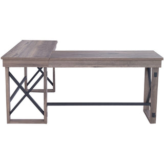 LYS L-Shaped Industrial Desk - For - Table TopL-shaped Top - 200 lb Capacity x 52.13" Table Top Width x 19.75" Table Top Depth - 29.50" Height - Assembly Required - Aged Oak - Medium Density Fiberboard (MDF) - 1 Each