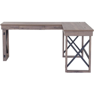 LYS L-Shaped Industrial Desk - For - Table TopL-shaped Top - 200 lb Capacity x 52.13" Table Top Width x 19.75" Table Top Depth - 29.50" Height - Assembly Required - Aged Oak - Medium Density Fiberboard (MDF) - 1 Each