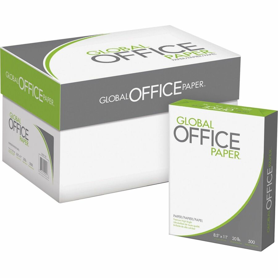 Global Office Premium Multipurpose Paper - White - 96 Brightness - Letter - 8 1/2" x 11" - 20 lb Basis Weight - 40 / Pallet - 500 Sheets per Ream - White - 3