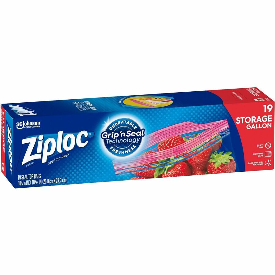 Ziploc Gallon Storage Bags - 1 gal Capacity - Clear - Plastic - 12/Carton - Storage, Vegetables, Fruit, Cosmetics, Yarn - 6