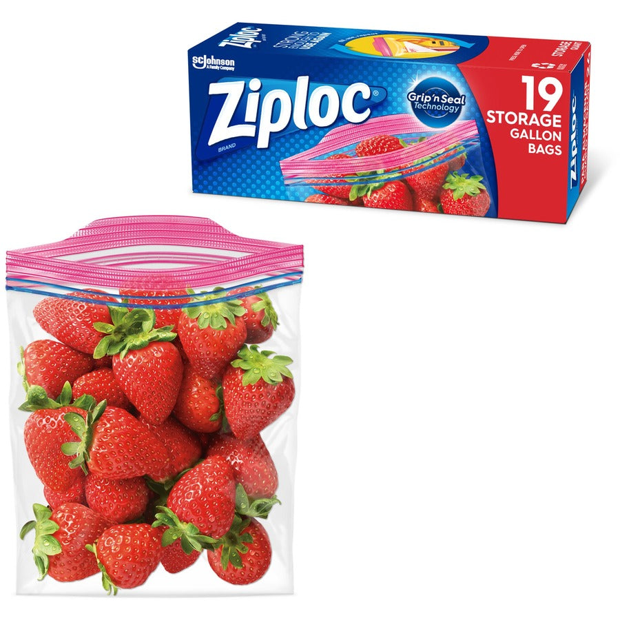 Ziploc Gallon Storage Bags - 1 gal Capacity - Clear - Plastic - 12/Carton - Storage, Vegetables, Fruit, Cosmetics, Yarn - 5