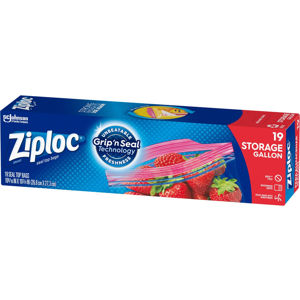 Ziploc Gallon Storage Bags - 1 gal Capacity - Clear - Plastic - 12/Carton - Storage, Vegetables, Fruit, Cosmetics, Yarn - 3