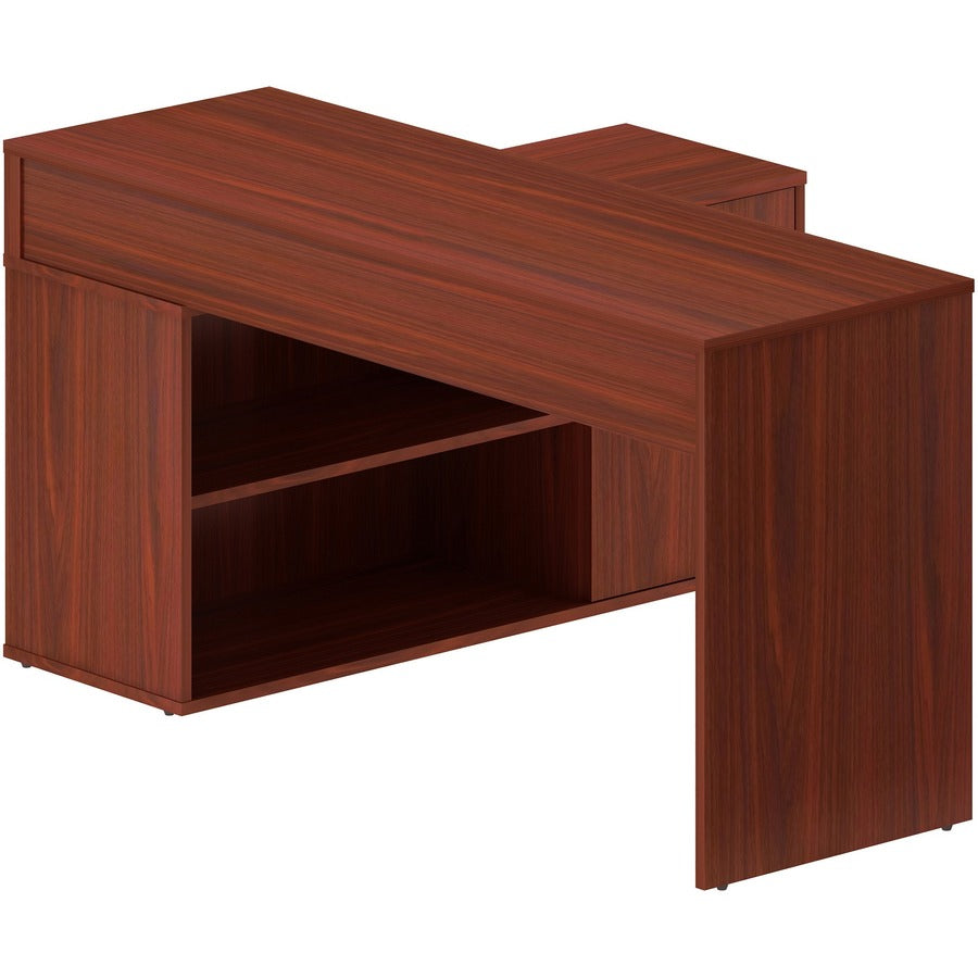 LYS L-Shape Workstation with Cabinet - For - Table TopLaminated L-shaped Top - 200 lb Capacity - 29.50" Height x 60" Width x 47.25" Depth - Assembly Required - Mahogany - Particleboard - 1 Each