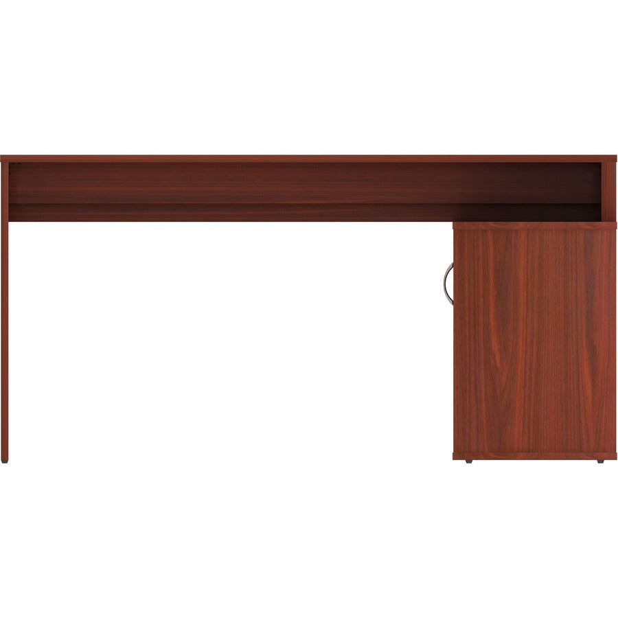 LYS L-Shape Workstation with Cabinet - For - Table TopLaminated L-shaped Top - 200 lb Capacity - 29.50" Height x 60" Width x 47.25" Depth - Assembly Required - Mahogany - Particleboard - 1 Each