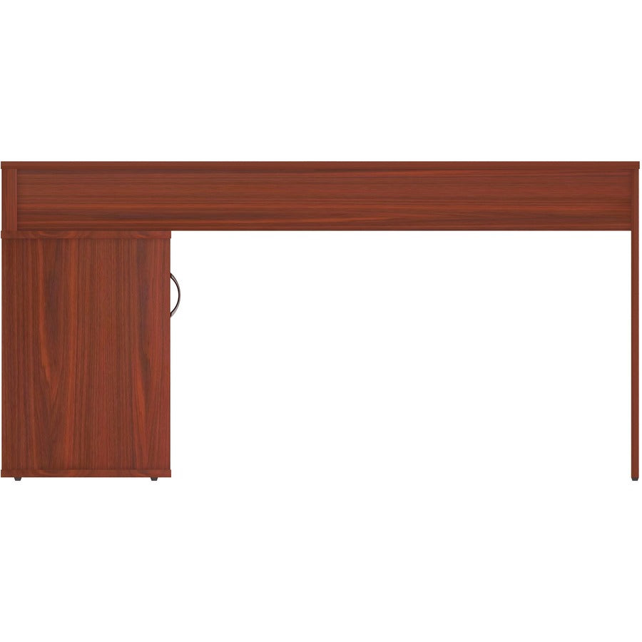 LYS L-Shape Workstation with Cabinet - For - Table TopLaminated L-shaped Top - 200 lb Capacity - 29.50" Height x 60" Width x 47.25" Depth - Assembly Required - Mahogany - Particleboard - 1 Each