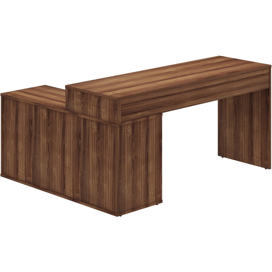 LYS L-Shape Workstation with Cabinet - For - Table TopLaminated L-shaped Top - 200 lb Capacity - 29.50" Height x 60" Width x 47.25" Depth - Assembly Required - Walnut - Particleboard - 1 Each