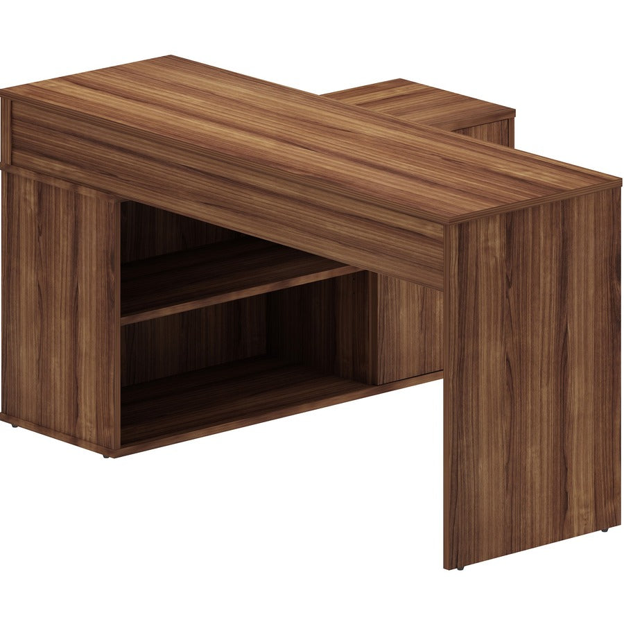 LYS L-Shape Workstation with Cabinet - For - Table TopLaminated L-shaped Top - 200 lb Capacity - 29.50" Height x 60" Width x 47.25" Depth - Assembly Required - Walnut - Particleboard - 1 Each