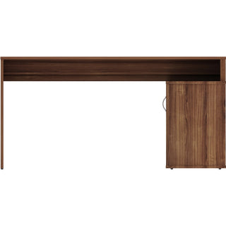 LYS L-Shape Workstation with Cabinet - For - Table TopLaminated L-shaped Top - 200 lb Capacity - 29.50" Height x 60" Width x 47.25" Depth - Assembly Required - Walnut - Particleboard - 1 Each