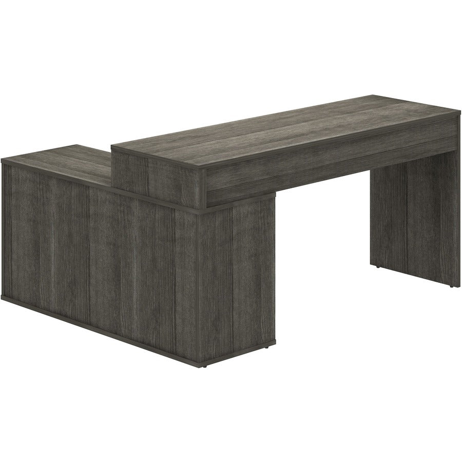 LYS L-Shape Workstation with Cabinet - For - Table TopLaminated L-shaped Top - 200 lb Capacity - 29.50" Height x 60" Width x 47.25" Depth - Assembly Required - Weathered Charcoal - Particleboard - 1 Each