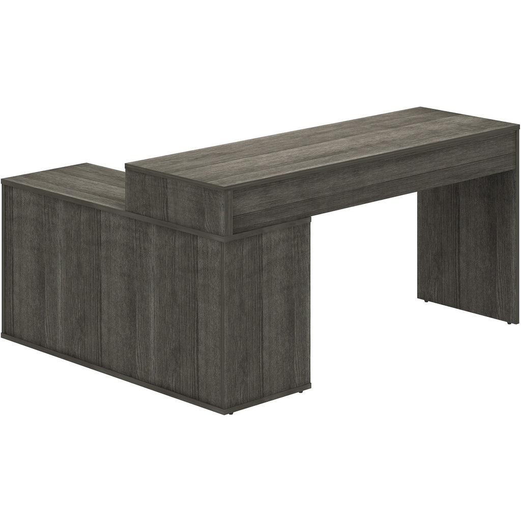 LYS L-Shape Workstation with Cabinet - For - Table TopLaminated L-shaped Top - 200 lb Capacity - 29.50" Height x 60" Width x 47.25" Depth - Assembly Required - Weathered Charcoal - Particleboard - 1 Each - 5