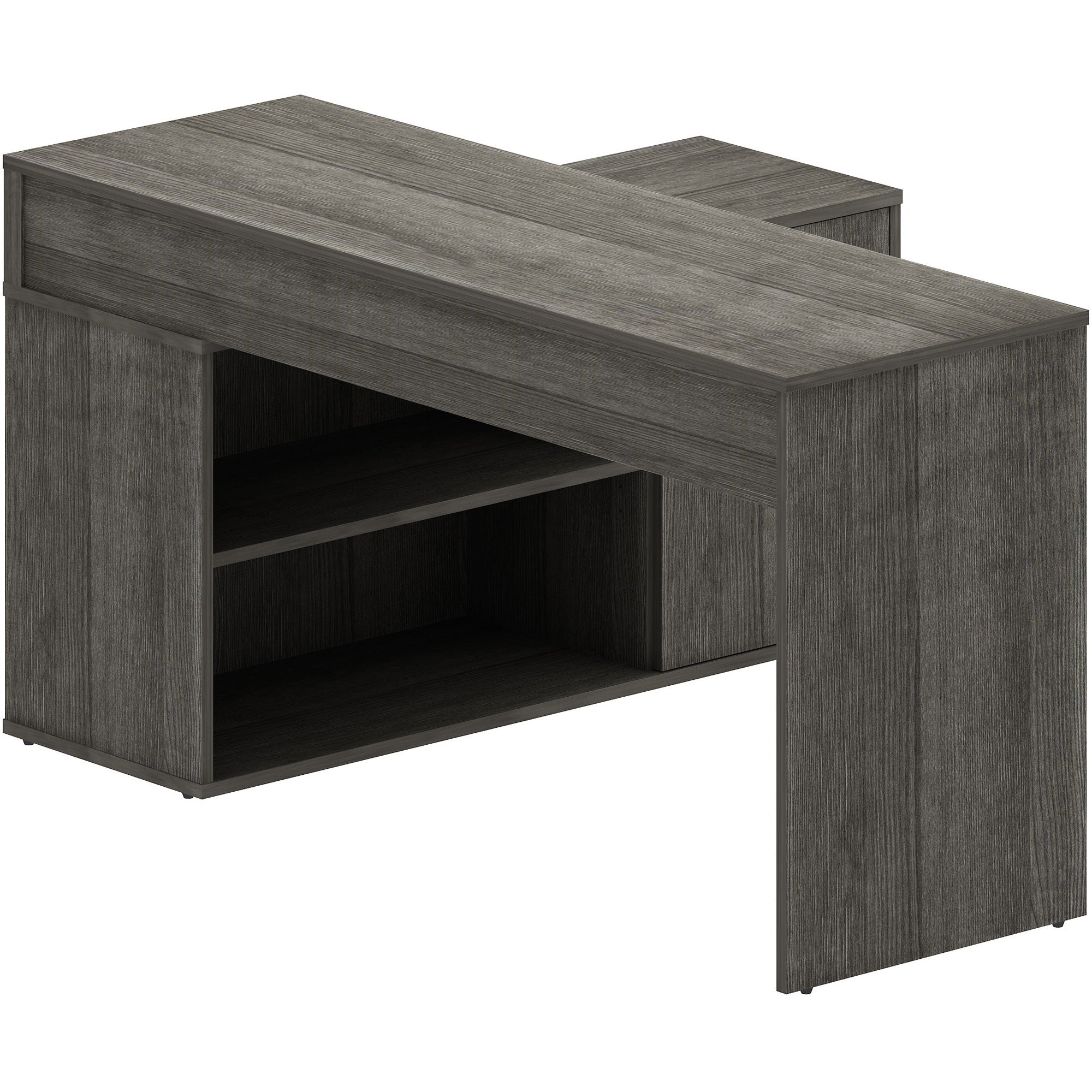LYS L-Shape Workstation with Cabinet - For - Table TopLaminated L-shaped Top - 200 lb Capacity - 29.50" Height x 60" Width x 47.25" Depth - Assembly Required - Weathered Charcoal - Particleboard - 1 Each - 3