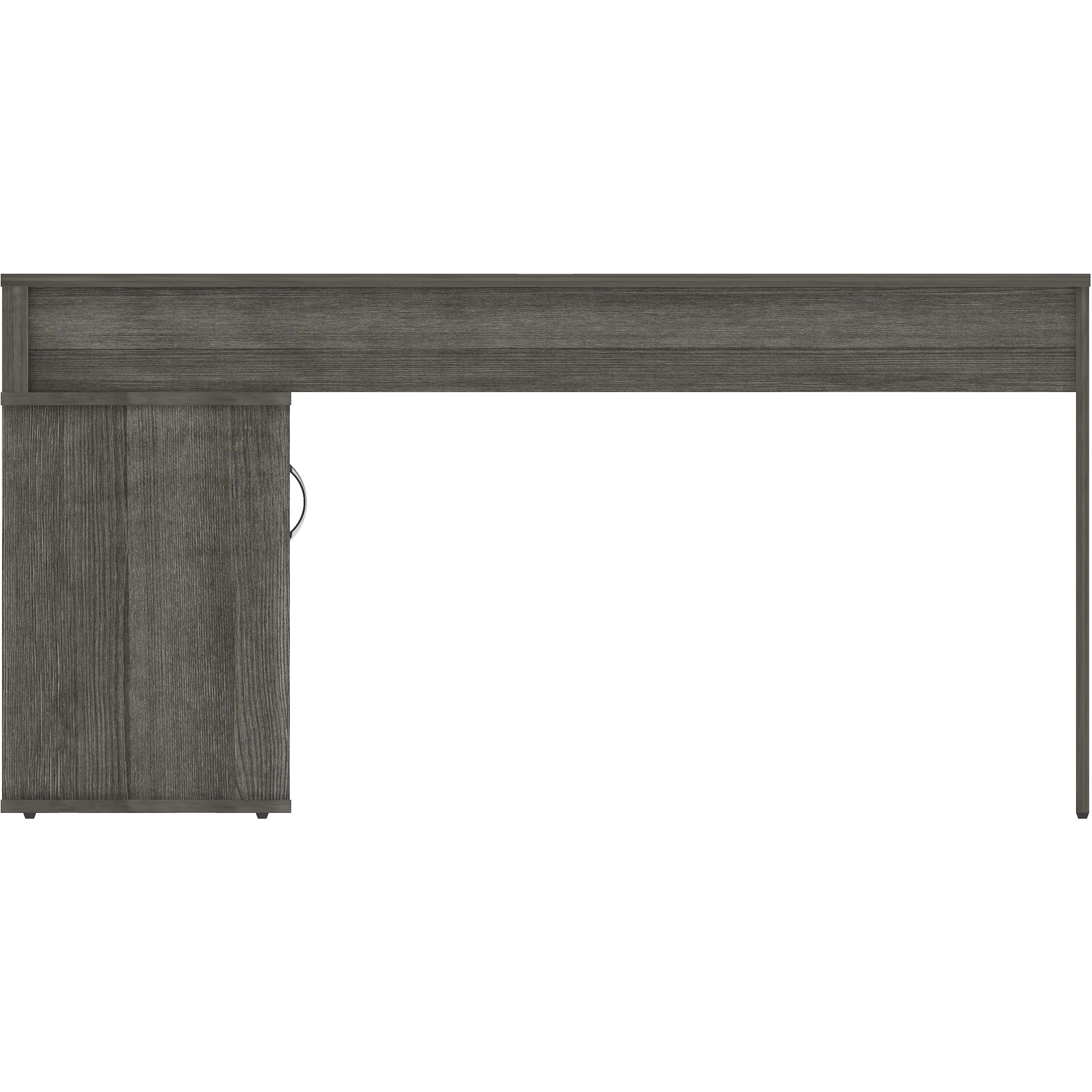 LYS L-Shape Workstation with Cabinet - For - Table TopLaminated L-shaped Top - 200 lb Capacity - 29.50" Height x 60" Width x 47.25" Depth - Assembly Required - Weathered Charcoal - Particleboard - 1 Each - 2