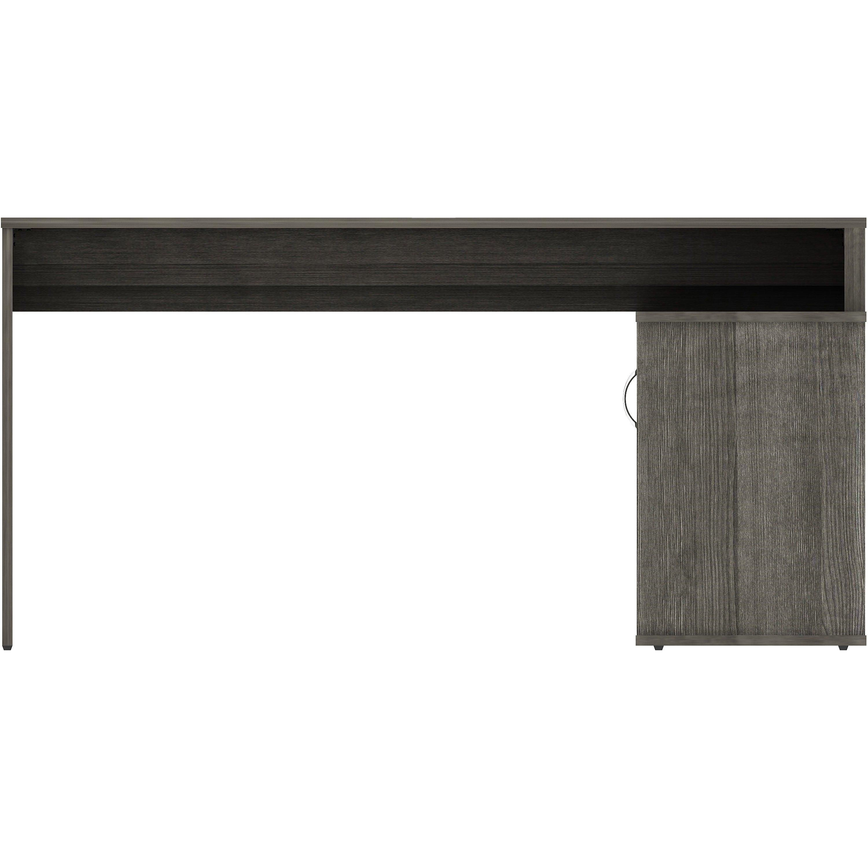 LYS L-Shape Workstation with Cabinet - For - Table TopLaminated L-shaped Top - 200 lb Capacity - 29.50" Height x 60" Width x 47.25" Depth - Assembly Required - Weathered Charcoal - Particleboard - 1 Each - 4
