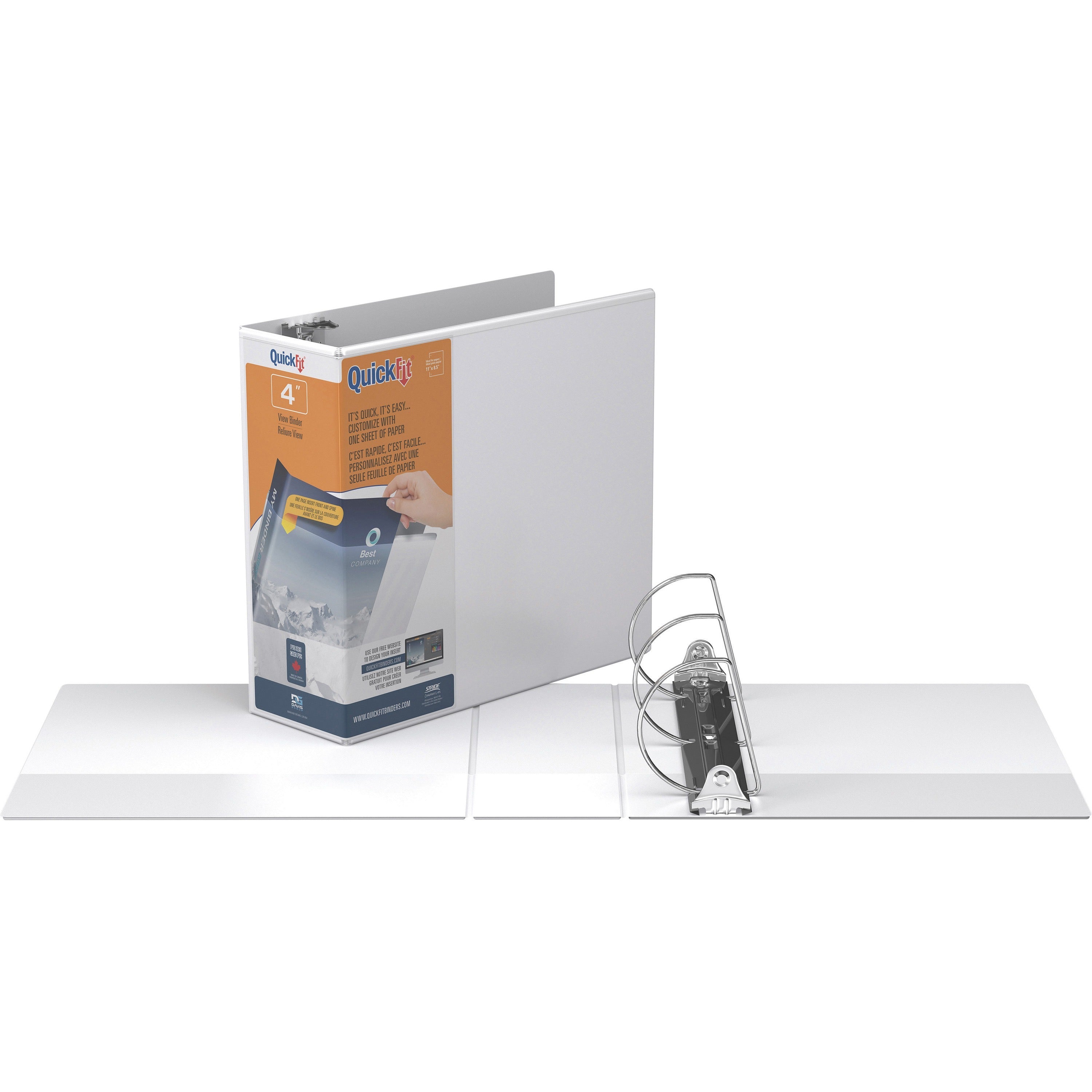 quickfit-d-ring-view-binders-4-binder-capacity-letter-8-1-2-x-11-sheet-size-4-ring-d-ring-fasteners-2-internal-pockets-vinyl-steel-white-recycled-print-transfer-resistant-pvc-free-exposed-rivet-1-each_stw870600 - 1