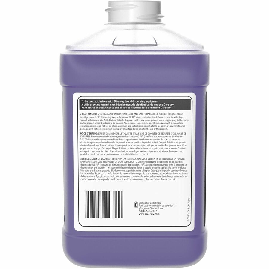 Diversey Speedball Power Cleaner & Degreaser - Concentrate - 84.5 fl oz (2.6 quart) - Fresh Lemon, Citrus Scent - 2 / Carton - Butyl-free, Rinse-free, Residue-free, Heavy Duty - Purple