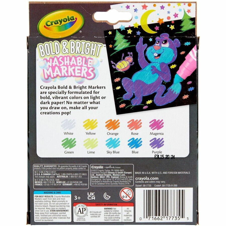Crayola Bright/Bold Broad Line Markers - Broad Marker Point - Assorted Pack