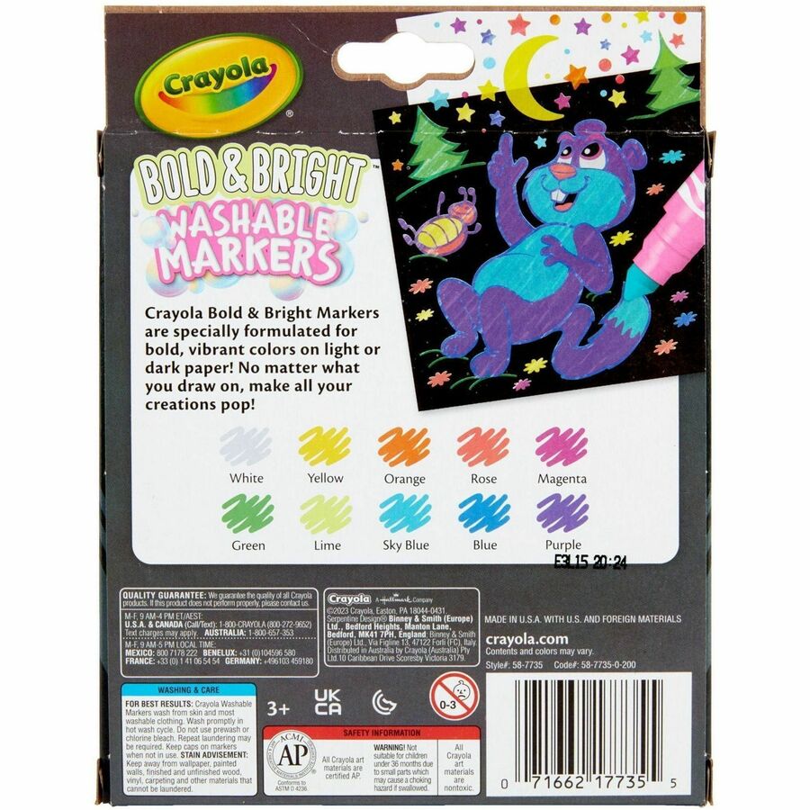 Crayola Bright/Bold Broad Line Markers - Broad Marker Point - Assorted Pack