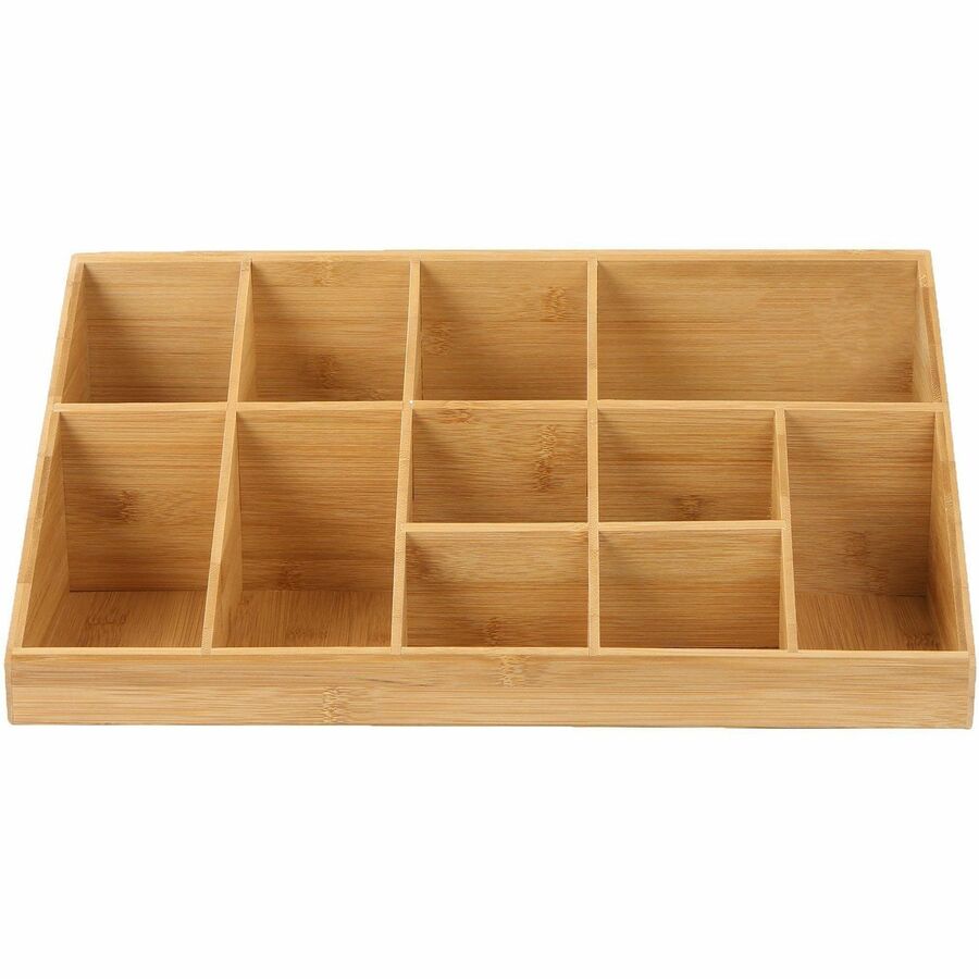 Mind Reader Bali 11-Compartment Bamboo Organizer - 11 Compartment(s) - 2 Tier(s) - 6.5" Height x 9.5" Width x 18.2" DepthDesktop, Tabletop, Counter - Lightweight, Durable, Food Safe, Easy to Clean - Brown - Bamboo - 1 Each