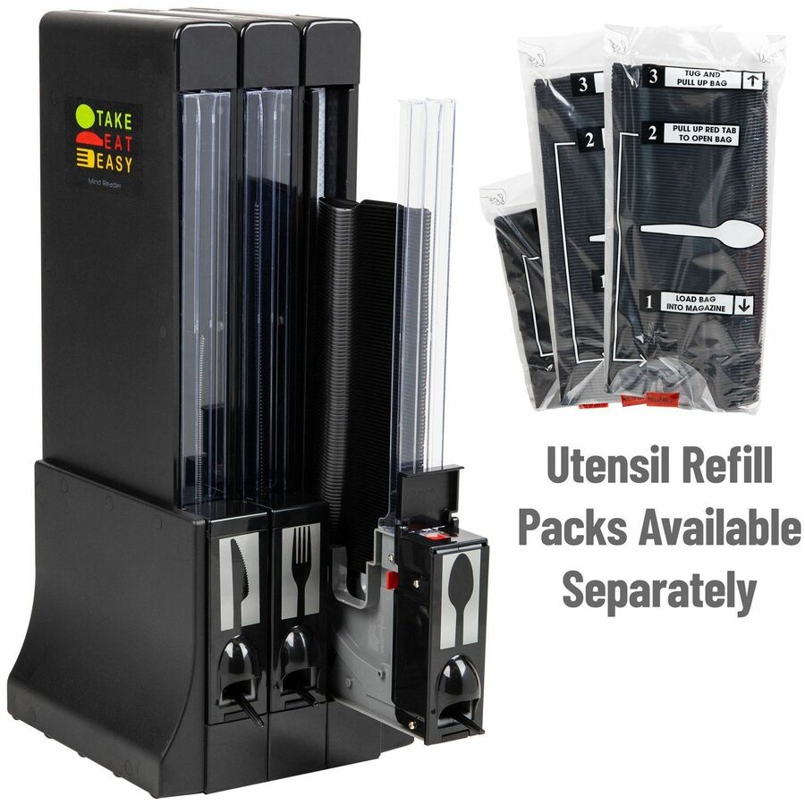 Mind Reader 3-Compartment Utensil Dispenser Organizer - 300 - 3 Compartment(s) - 24" Height x 11.5" Width10.3" Length%Counter - Durable, Lightweight, Mold Resistant, Warp-free, Easy to Clean, Warp Resistant, Bacteria Resistant - Black - Acrylic - 1 E