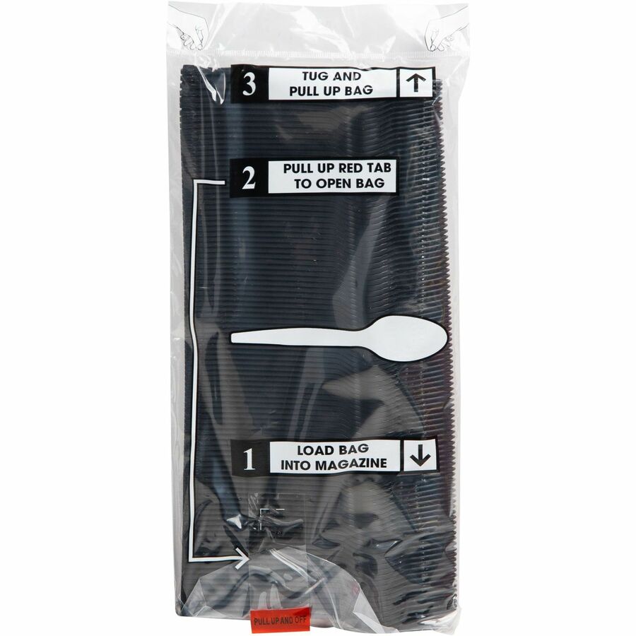 Mind Reader Cutlery Dispenser Utensil Refill - 100/Pack - Spoon - Kitchen, Breakroom - Black