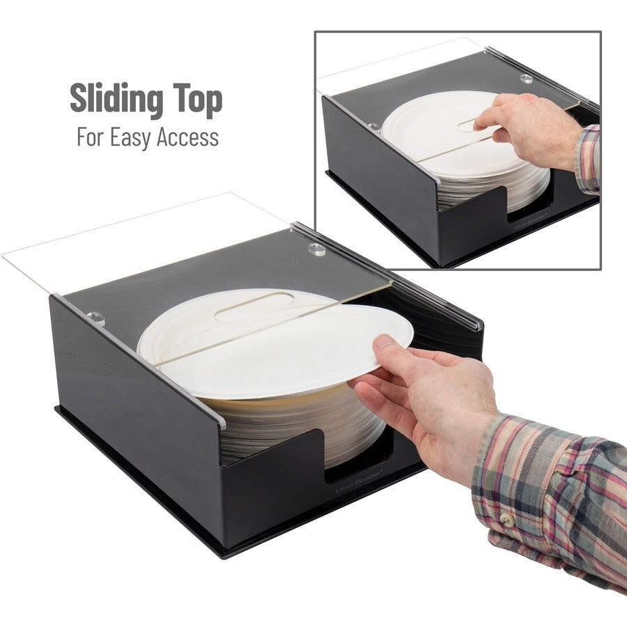 Mind Reader Foundation Covered Plate Dispenser - 27.9" Width x 27.9" Depth x 12.7" Height - 1 Each - Black - Plastic