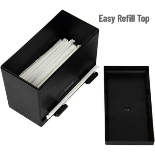 Mind Reader Anchor One-Touch Straw Dispenser - 250 x Straw - 7.5" Height4.5" Depth x 9.3" Length%Counter - Adjustable, Lightweight, Easy to Clean, Compact, Sturdy, Durable - Black - Plastic, Acrylic - 1 Each