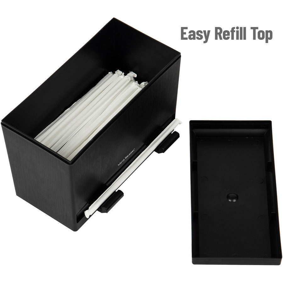 Mind Reader Anchor One-Touch Straw Dispenser - 250 x Straw - 7.5" Height4.5" Depth x 9.3" Length%Counter - Adjustable, Lightweight, Easy to Clean, Compact, Sturdy, Durable - Black - Plastic, Acrylic - 1 Each