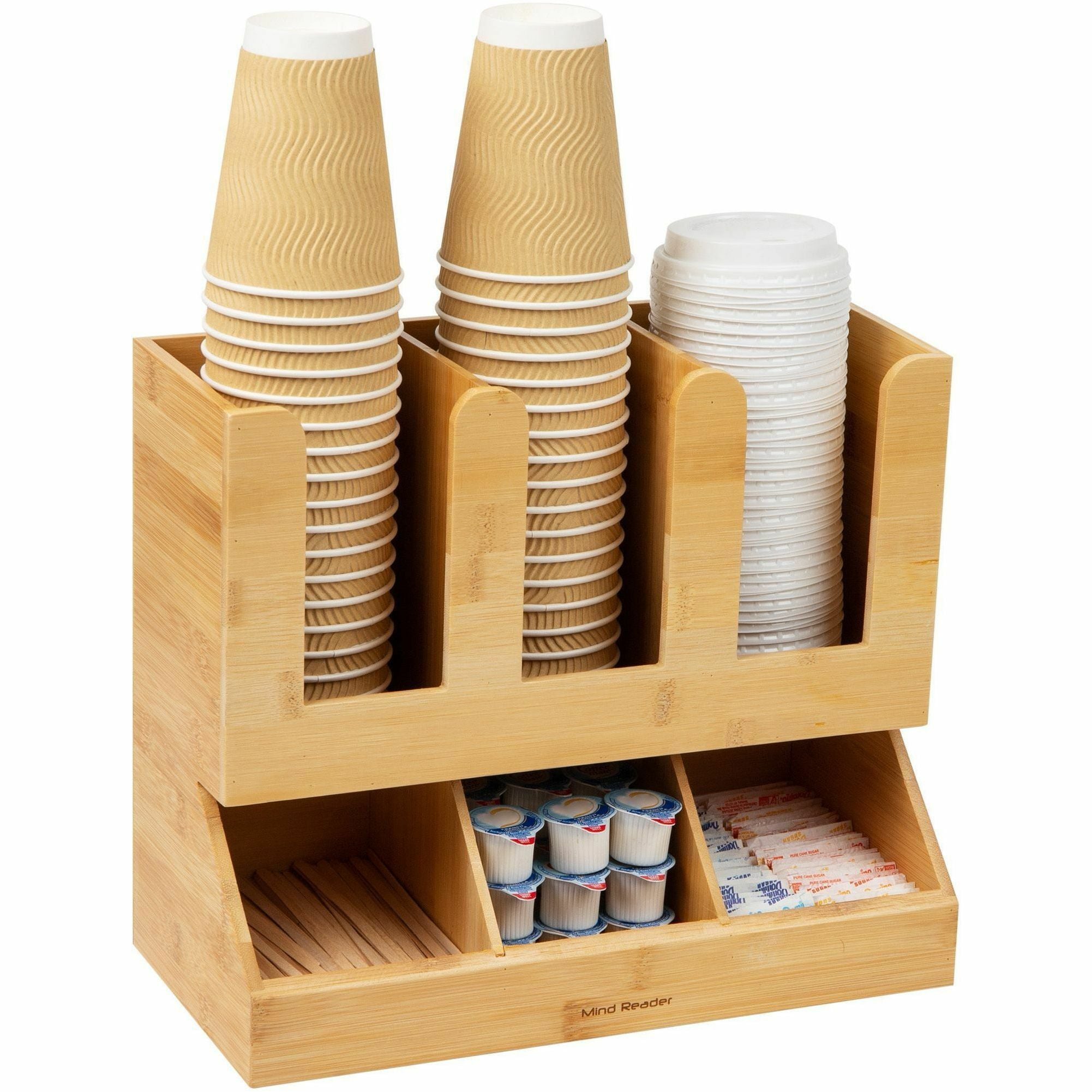 mind-reader-6-compartment-cup-lid-bamboo-organizer-6-compartments-2-tiers-135-height-x-117-width66-length%counter-desktop-tabletop-compact-durable-food-safe-moisture-resistant-lightweight-non-slip-easy-to-clean-brown-woo_emsupbmb - 4