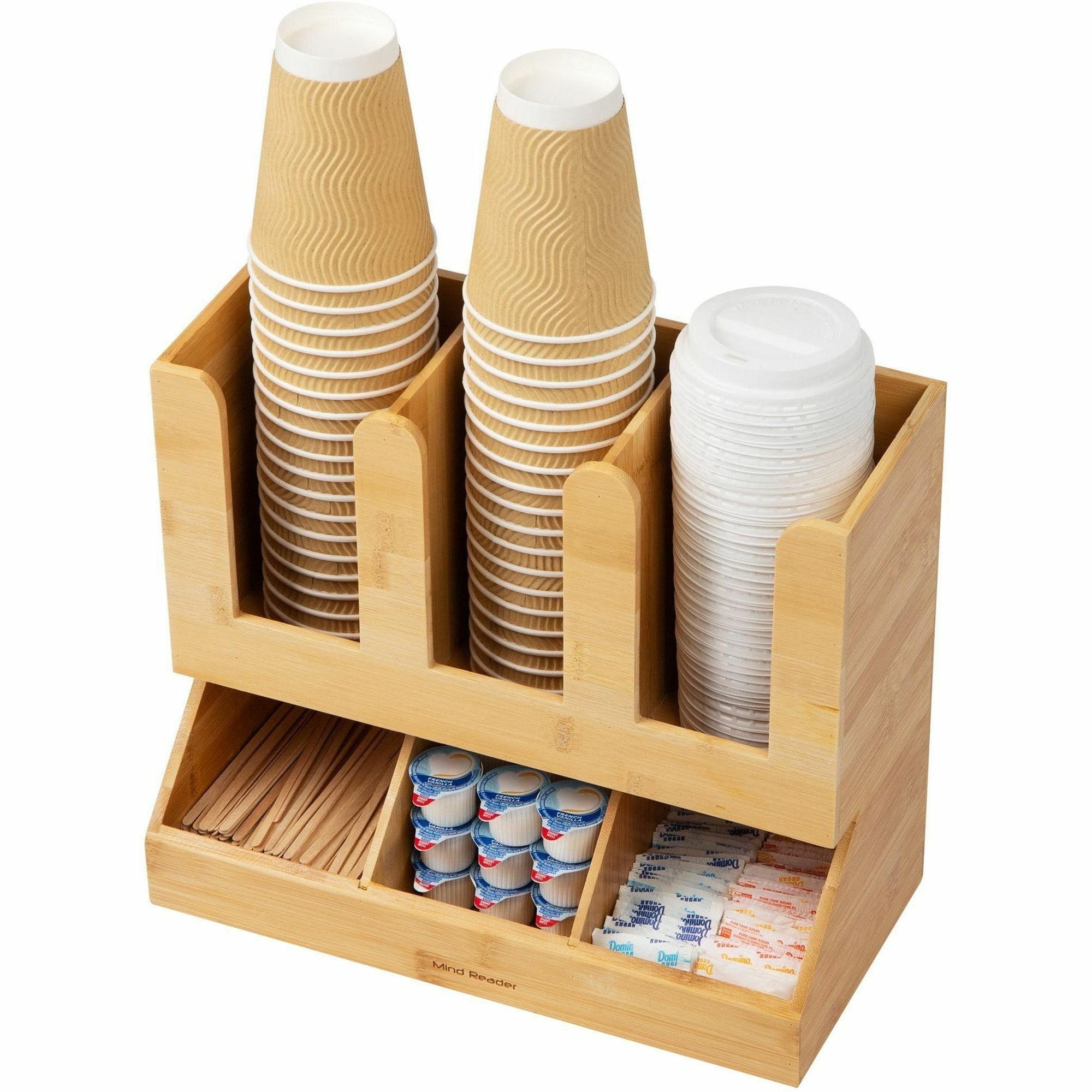 mind-reader-6-compartment-cup-lid-bamboo-organizer-6-compartments-2-tiers-135-height-x-117-width66-length%counter-desktop-tabletop-compact-durable-food-safe-moisture-resistant-lightweight-non-slip-easy-to-clean-brown-woo_emsupbmb - 3