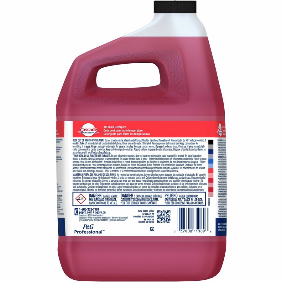 P&G All-Temp Detergent - For Dish - Concentrate - Liquid - 128 fl oz (4 quart) - 2 / Carton - Phthalate-free, Triclosan-free, Alkylphenol-free, Anti-limescale, Heavy Duty - Red