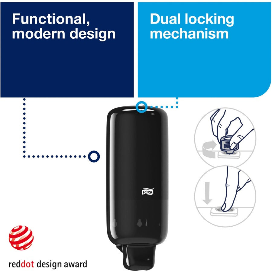 TORK Elevation Foam Skincare Manual Dispenser - Manual - Easy to Use, Hygienic, Lockable, Wall Mountable - Black - 4 / Carton