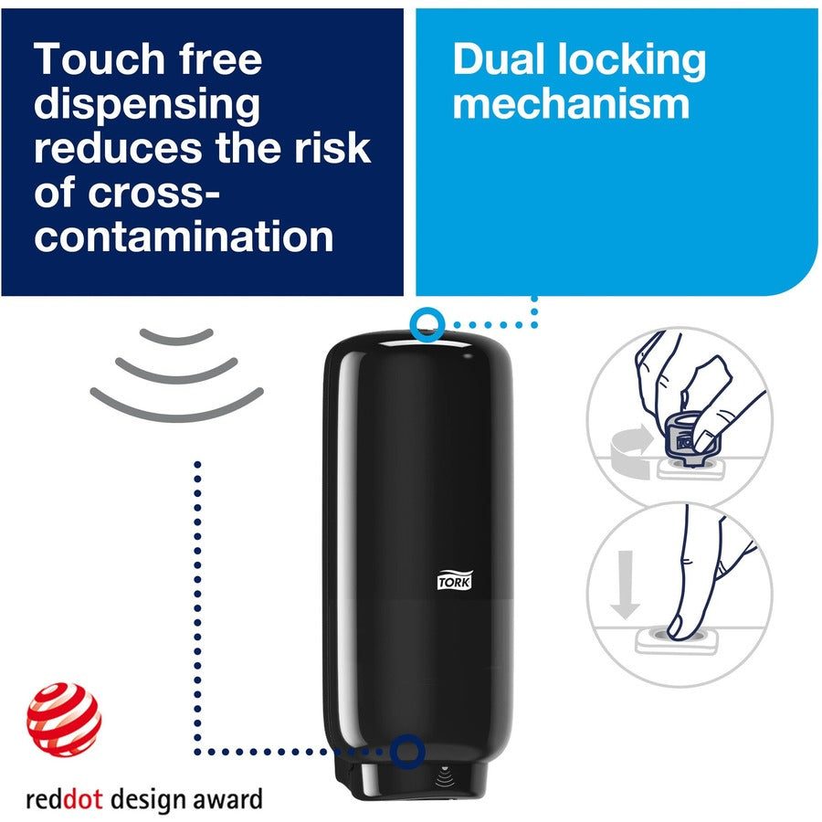 tork-foam-skincare-auto-dispenser-w-sensor-automatic-hygienic-lockable-wall-mountable-touch-free-refill-indicator-black-4-carton_trk571608ct - 2