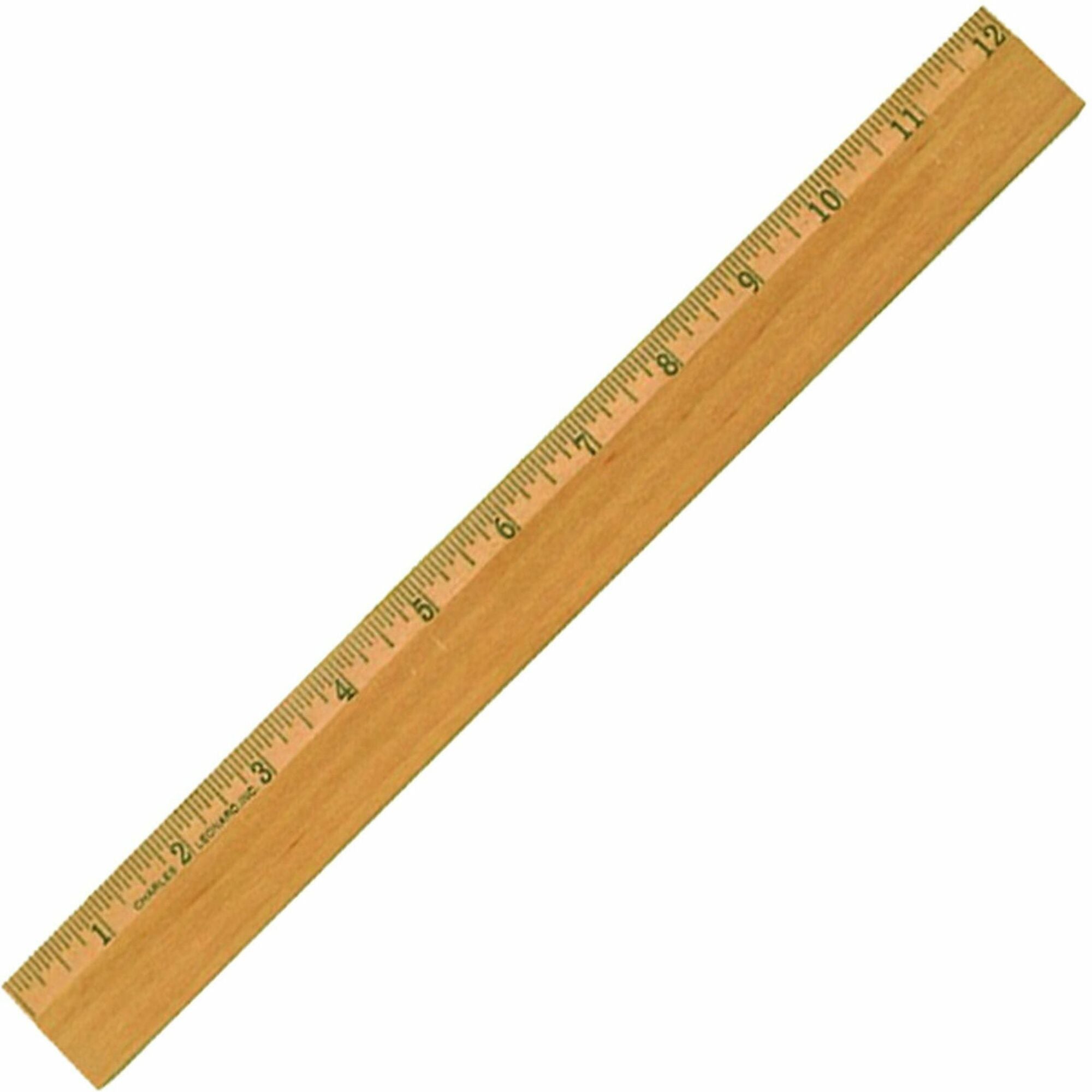 CLI Office Ruler - 12" Length 1.3" Width - Wood, Metal - 1 Each - Brown
